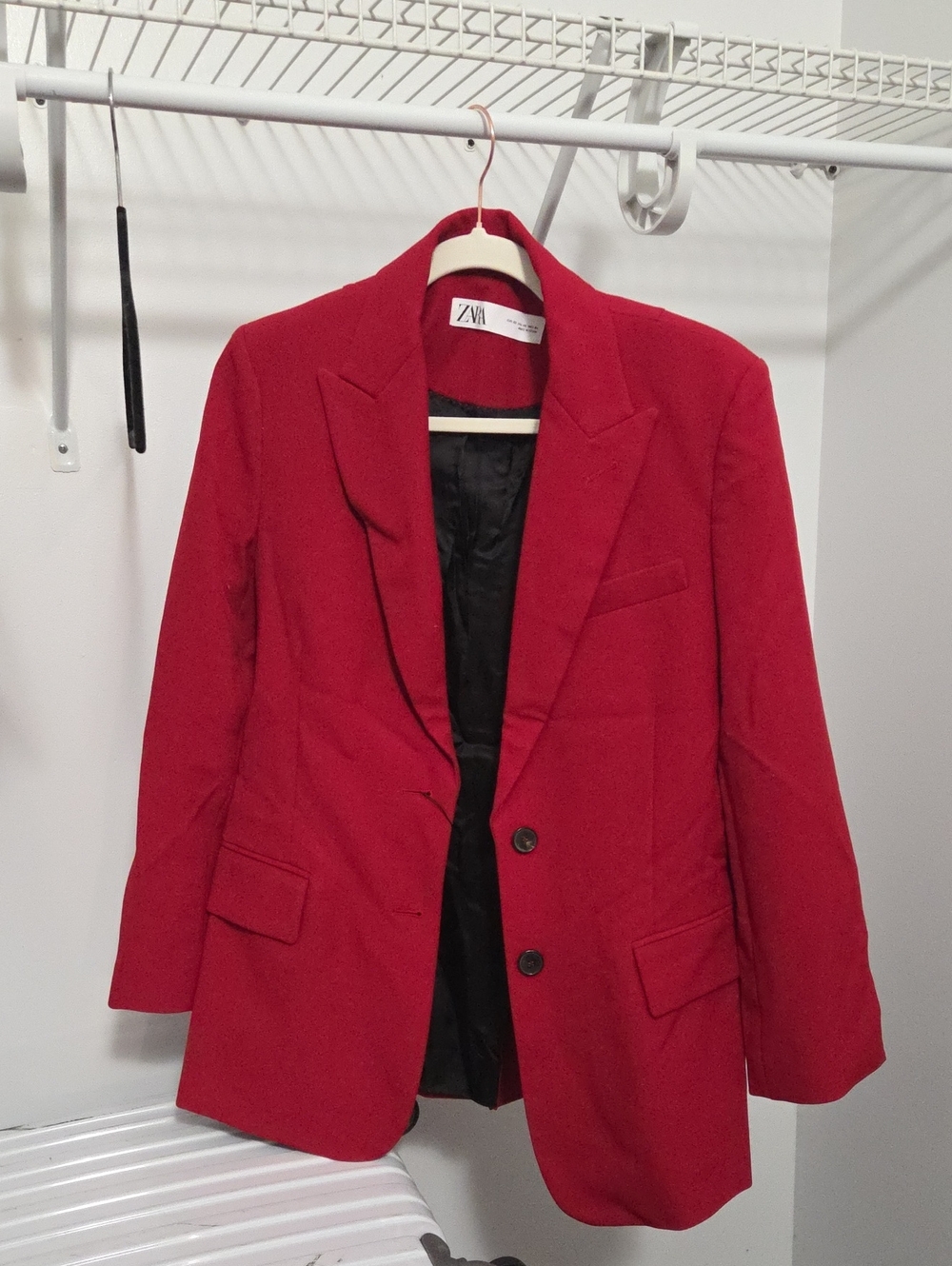 Zara Bright Red Single-Breasted Blazer